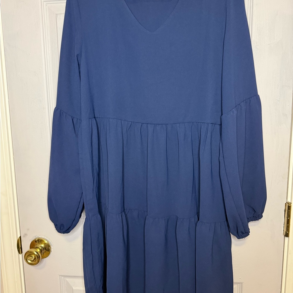 Blue Long Sleeve Dress